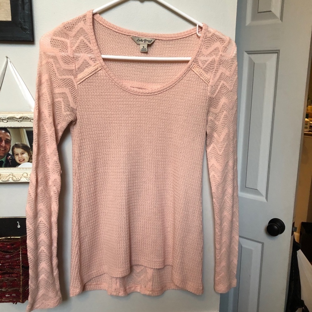 Lucky Brand long sleeve pullover scoop neck pink